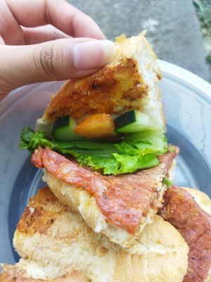 Tortita que rescaté con Chief. Estaba muy rica at Maria Bonita Veganos - Food Cart in Mexico City