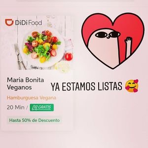 Ya estamos en Didi food! at Maria Bonita Veganos - Food Cart in Mexico City