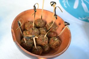 Vegan meatballs at Vegan Brussels in Brussels
