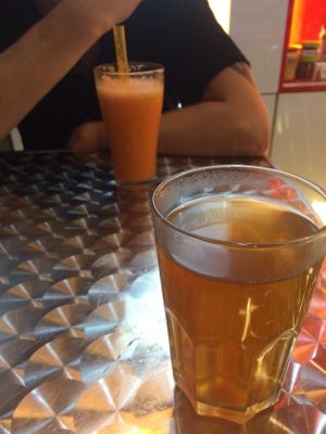 Carrot orange juice and super detox tea  at Sunfresh Cafe/Detox Kitchen in Kuala Lumpur