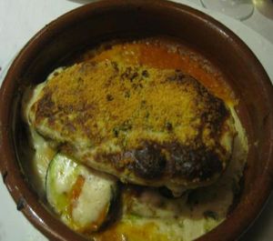 Underneath all that cheese was I believe half an eggplant.  at Artemisa Sol - Huertas in Madrid