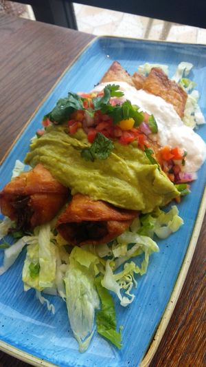 Flautas de champiñones y queso fundido at Carnaval in Javea