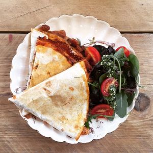 Spicy bean, jalapeño & Mexicana cheese quesadilla £3.60 at That There Deli in Sheffield