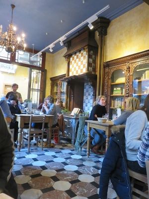 interior, one of the rooms at LPQ, Bruges at Le Pain Quotidien - Simon Stevinplein in Bruges