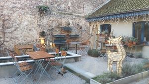 terrace at the back, LPQ, Bruges at Le Pain Quotidien - Simon Stevinplein in Bruges