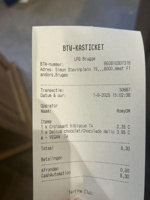 bill  at Le Pain Quotidien - Simon Stevinplein in Bruges
