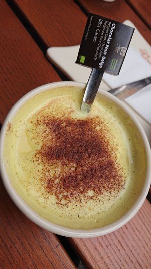 Curcuma Latte (almond milk) at Le Pain Quotidien - Simon Stevinplein in Bruges
