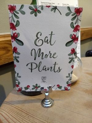 Positive sign on my table at Le Pain Quotidien - Simon Stevinplein in Bruges