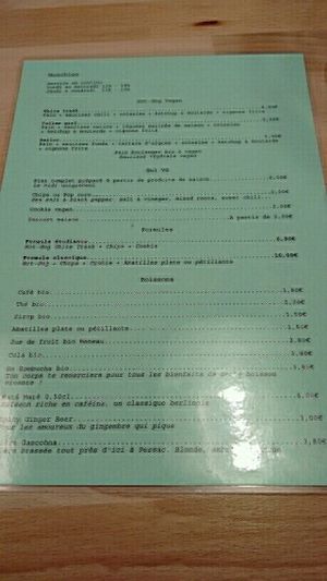 menu at Munchies in Bordeaux