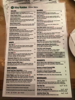 Menu   at May Kaidee in New York City
