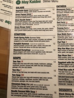 Menu   at May Kaidee in New York City