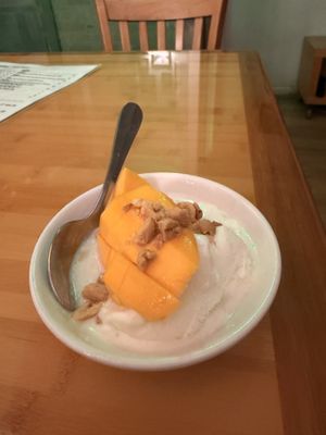Vegan ice cream with mango   at May Kaidee in New York City