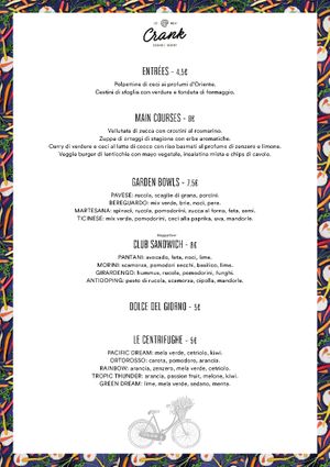 Crank Menù October 2016 at Crank - Organic Bikery  in Milan