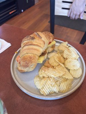 croissant breakfast sandwich   at Fancy Plants Cafe in Chicago