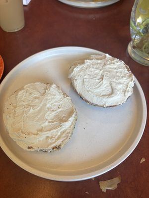 bagel with cashew cream cheese   at Fancy Plants Cafe in Chicago