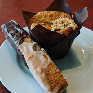 Biscotti and blueberry muffin at Fancy Plants Cafe in Chicago