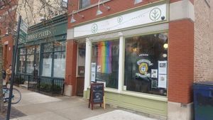 Storefront at Fancy Plants Cafe in Chicago