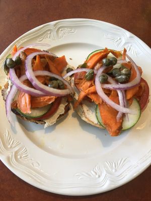 Lox bagel at Fancy Plants Cafe in Chicago
