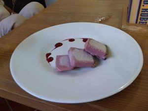 Semifrozen berry cheeze cake 💜😋 at La Raiz de la Tierra in Ixtapa