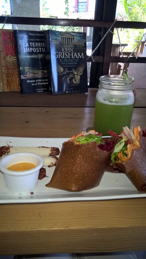 Burrito Crudi with Limonada Albahaca at La Raiz de la Tierra in Ixtapa