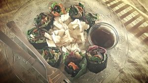 Raw sushi maki probiotyque sauerkraut organic health at Dharma Swasti in Kuilapalayam