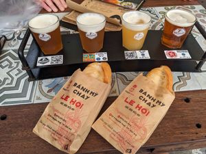 Great banh my withe beers from 7 Bridges at Hoi Banh My Chay - Food Stall in Hoi An