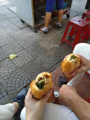 One bite gone at Hoi Banh My Chay - Food Stall in Hoi An
