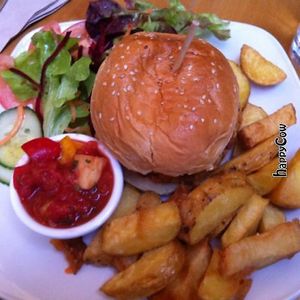 Chickpea & spinach burger at Watershed Cafe and Bar in Bristol