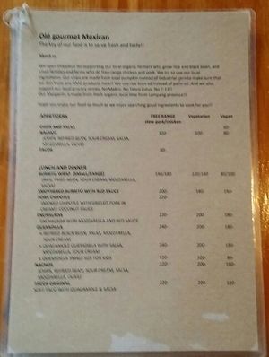 menu 1 at Olé Tacos & Southern Thai Cuisine in Chiang Mai