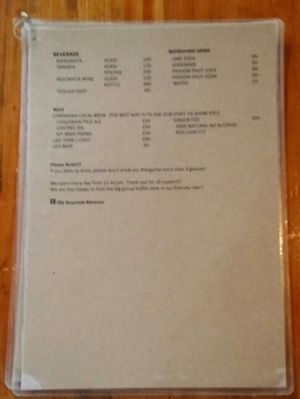 menu drinks at Olé Tacos & Southern Thai Cuisine in Chiang Mai