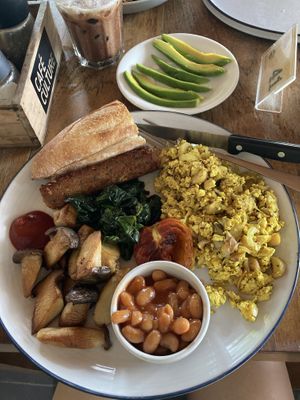 Vegan brunch with extra avocado  at Cafe Culture in Koh Tao