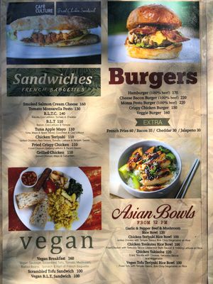 New menu, February 2019 (added vegan tofu bowl) at Cafe Culture in Koh Tao