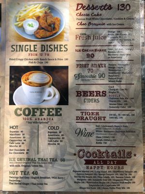 New menu, February 2019 at Cafe Culture in Koh Tao