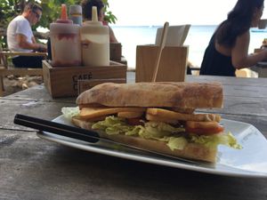 Vegan BLT with deep fried tofu. Lovely baguette bred!  at Cafe Culture in Koh Tao