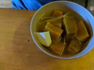 Pumpkin soup. Meh. at Da Nang Com Chay - Duong Dinh Nghe in Da Nang