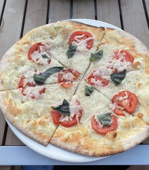 Margarita Pizza with Vegan Cheese at Brixx Wood Fired Pizza in Raleigh