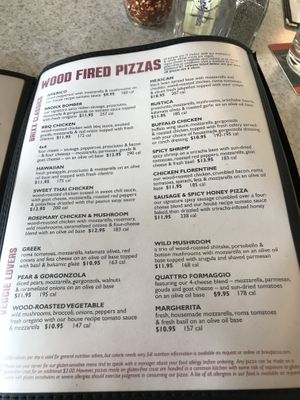 Menu at Brixx Wood Fired Pizza in Raleigh