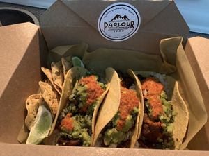 Cinco de Mayo tacos... AMAZING at Parlour Vegan Bakery in Boca Raton