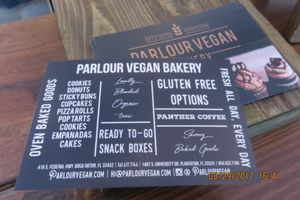 postcard at Parlour Vegan Bakery in Boca Raton