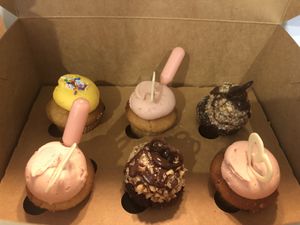 Mini Cupcakes: Cake Batter, Strawberry Milk, & Chocolate Hazelnut  at Parlour Vegan Bakery in Boca Raton