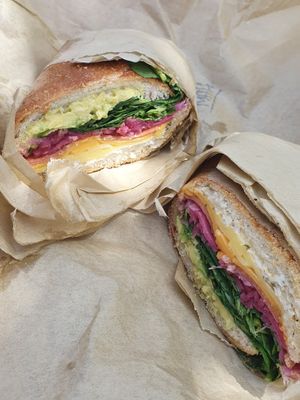 Ham, cheddar and avocado sandwhich  at Parlour Vegan Bakery in Boca Raton