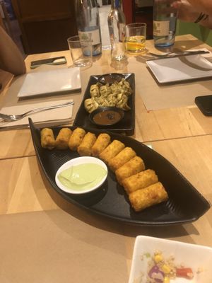 Croquetas de mijo y gyozas  at La Huella Vegana in Alcala De Henares