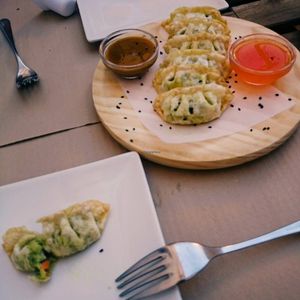 Gyoza at La Huella Vegana in Alcala De Henares