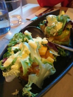 Tartar de mango at La Huella Vegana in Alcala De Henares