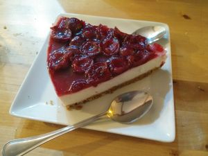 cheesecake at La Huella Vegana in Alcala De Henares