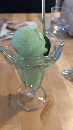 Cactus sorbet/ice cream at La Huella Vegana in Alcala De Henares