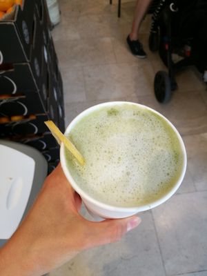 matcha tee with oat milk at La Huerta de Almeria - Malasaña in Madrid