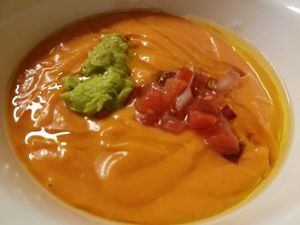 Tomato and onion cold soup at La Huerta de Almeria - Malasaña in Madrid