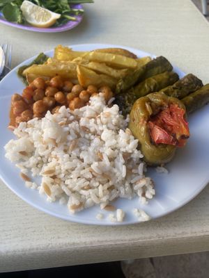 Potatoes, chickpeas, sarma, stuffed pepper, and rice   at Meryem Ana Manti ve Gozleme Evi in Marmaris
