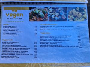 Vegan menu at Viet Kitchen in Footscray